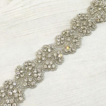 Silver Beaded Diamante Trim Bridal Belt