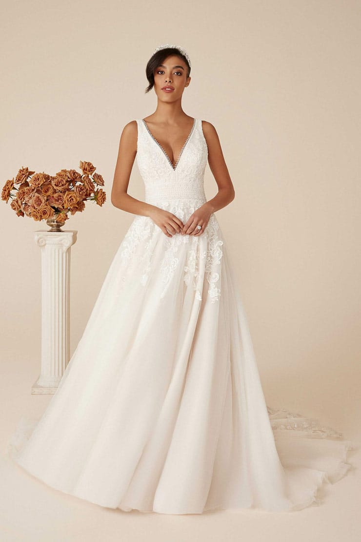 Venice Lace Covered Ball Gown 88100 by Justin Alexander