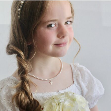 Communion cross pearl necklace