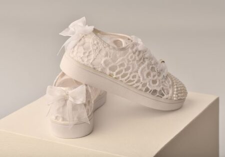 Jenny Lace and Pearl Communion Shoes White