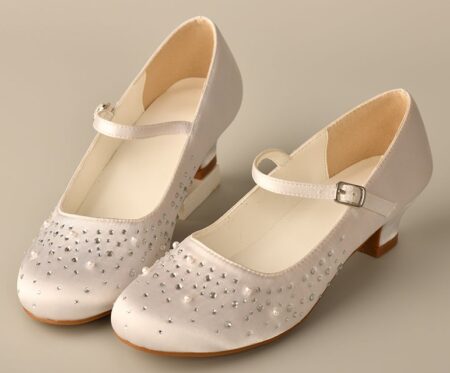 SW8216 White Satin Communion Shoes