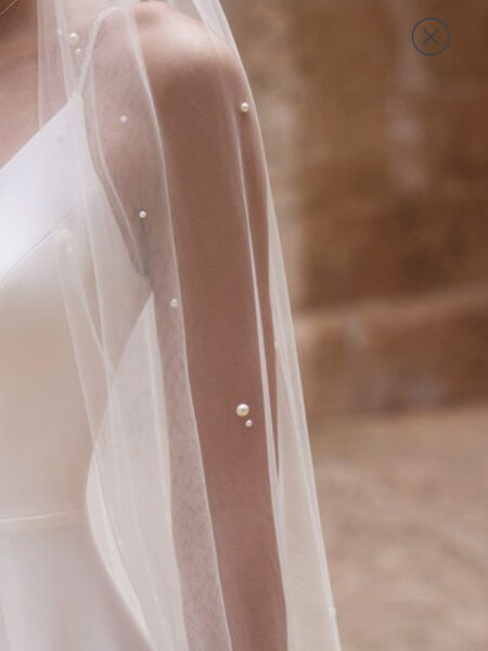 Mixed pearl soft tulle veil with cut edge 114” - Image 2