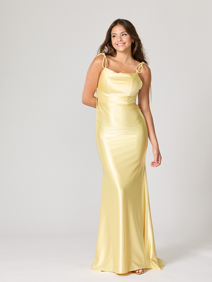 lemon satin debs dress