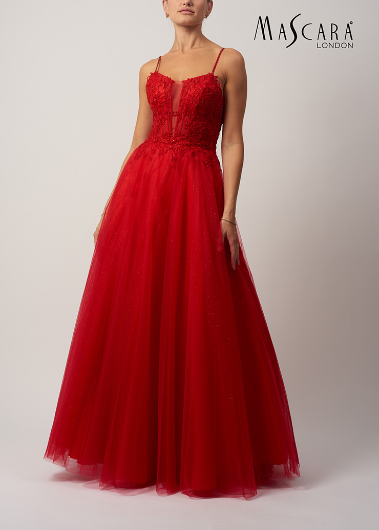 red lace tulle debs dress